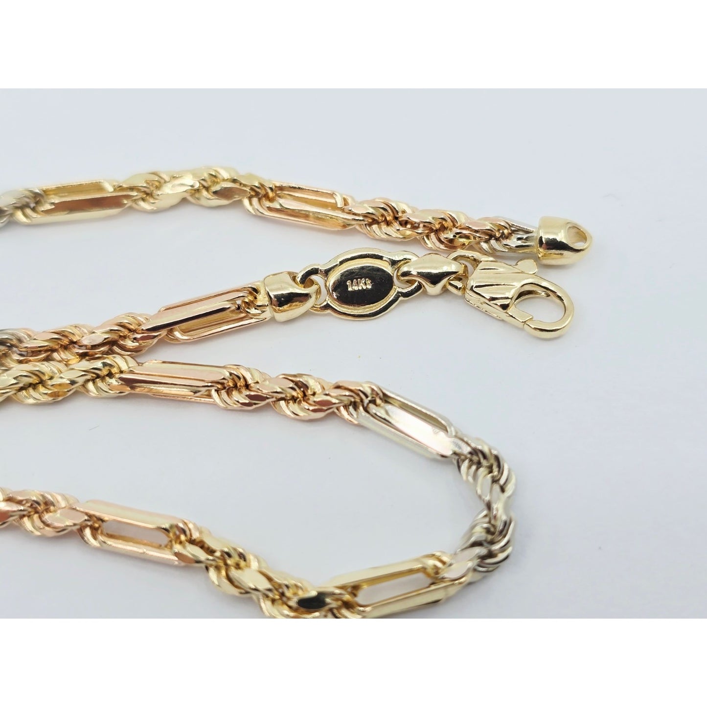 14K Tri Tone Gold Milano Rope Chain Necklace