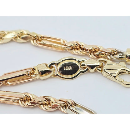 14K Tri Tone Gold Milano Rope Chain Necklace