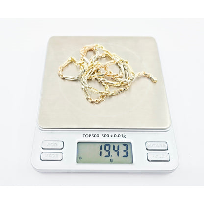 14K Tri Tone Gold Milano Rope Chain Necklace