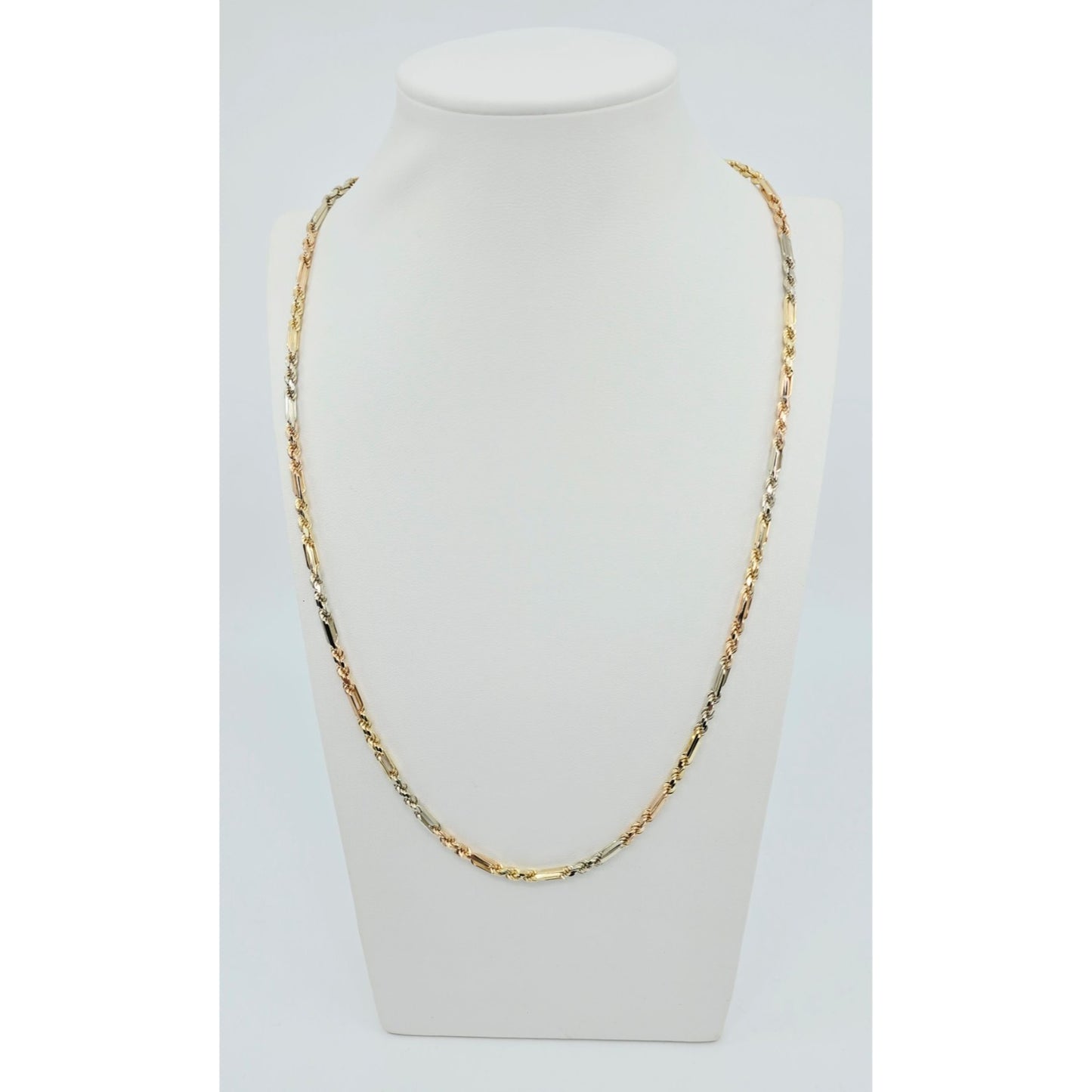14K Tri Tone Gold Milano Rope Chain Necklace
