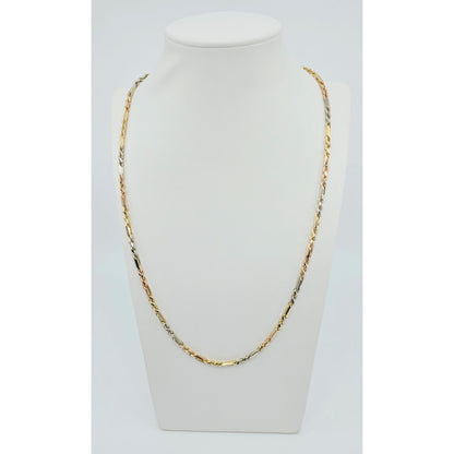 14K Tri Tone Gold Milano Rope Chain Necklace