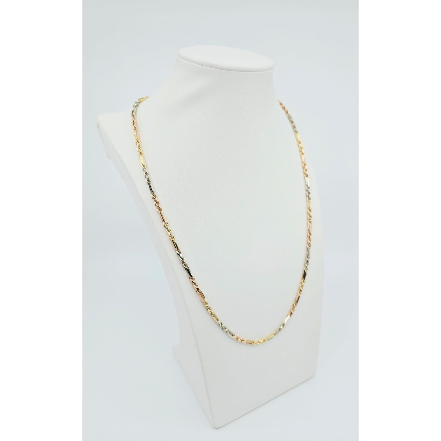 14K Tri Tone Gold Milano Rope Chain Necklace