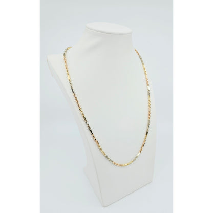 14K Tri Tone Gold Milano Rope Chain Necklace