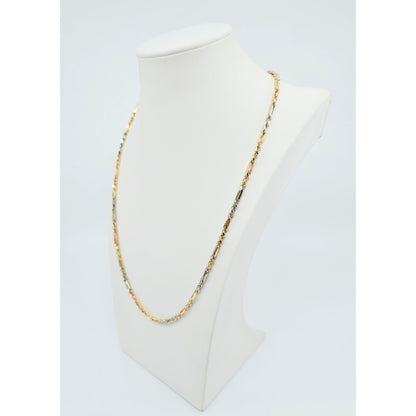 14K Tri Tone Gold Milano Rope Chain Necklace