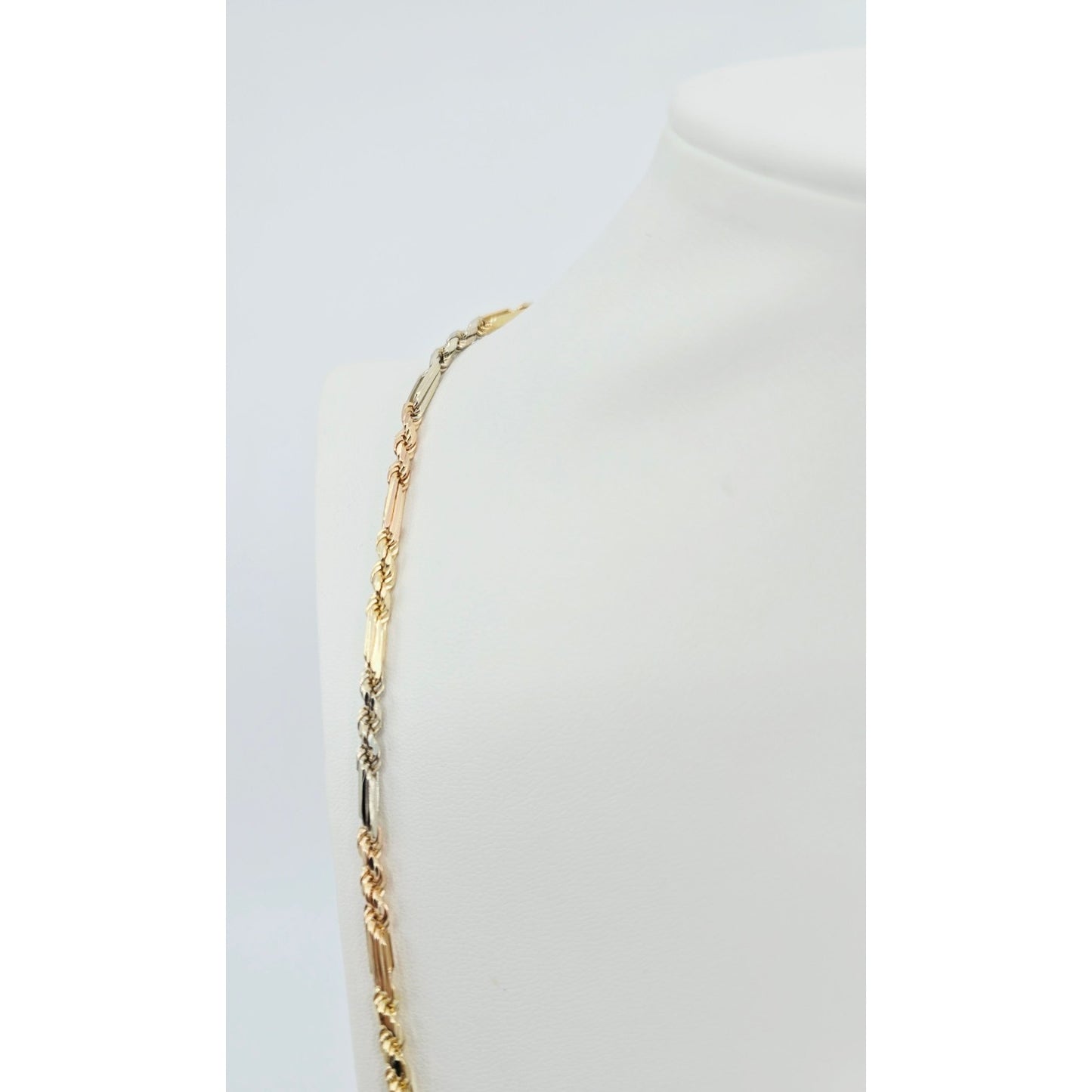14K Tri Tone Gold Milano Rope Chain Necklace