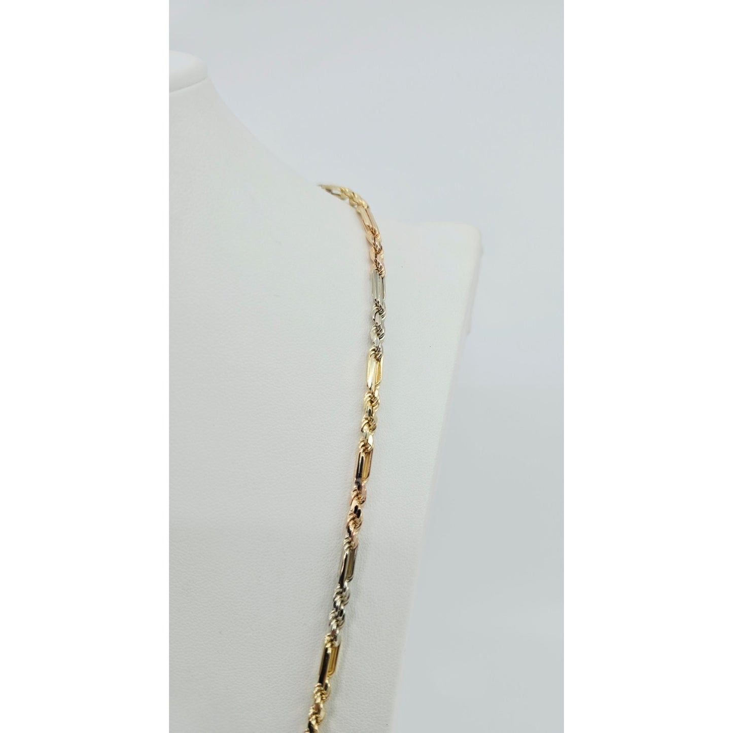 14K Tri Tone Gold Milano Rope Chain Necklace