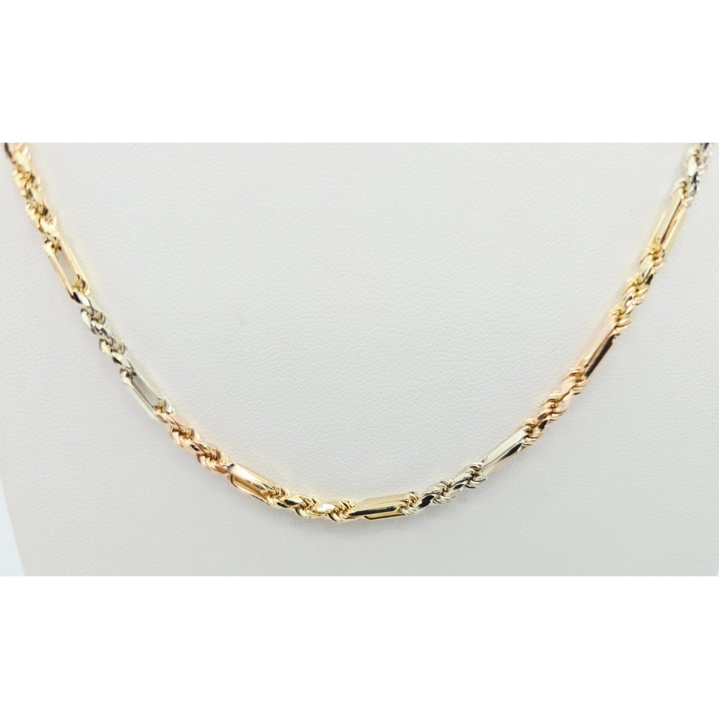 14K Tri Tone Gold Milano Rope Chain Necklace