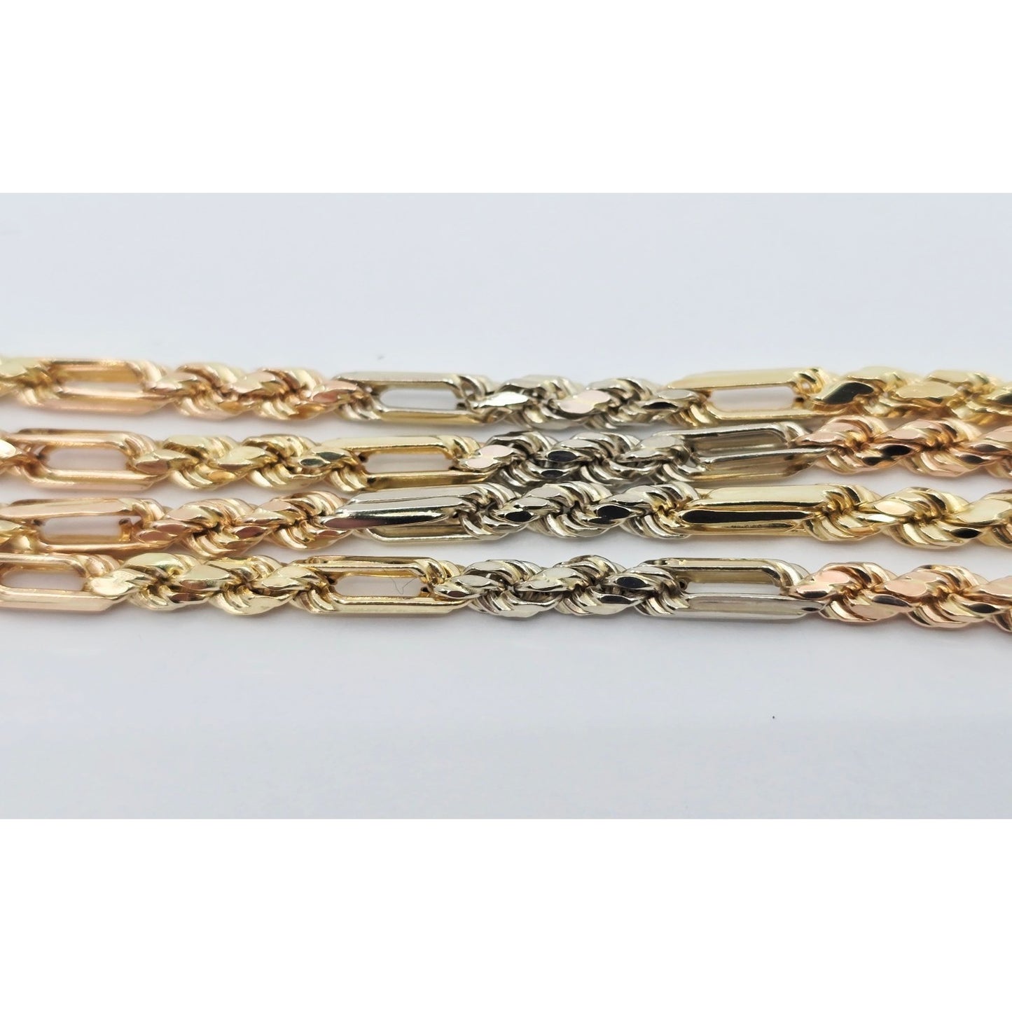 14K Tri Tone Gold Milano Rope Chain Necklace