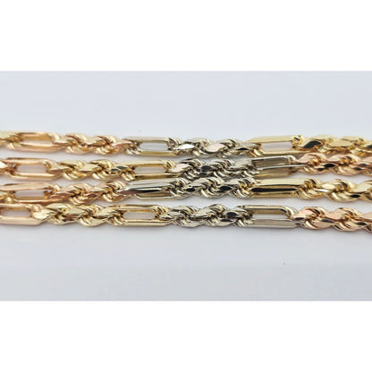 14K Tri Tone Gold Milano Rope Chain Necklace