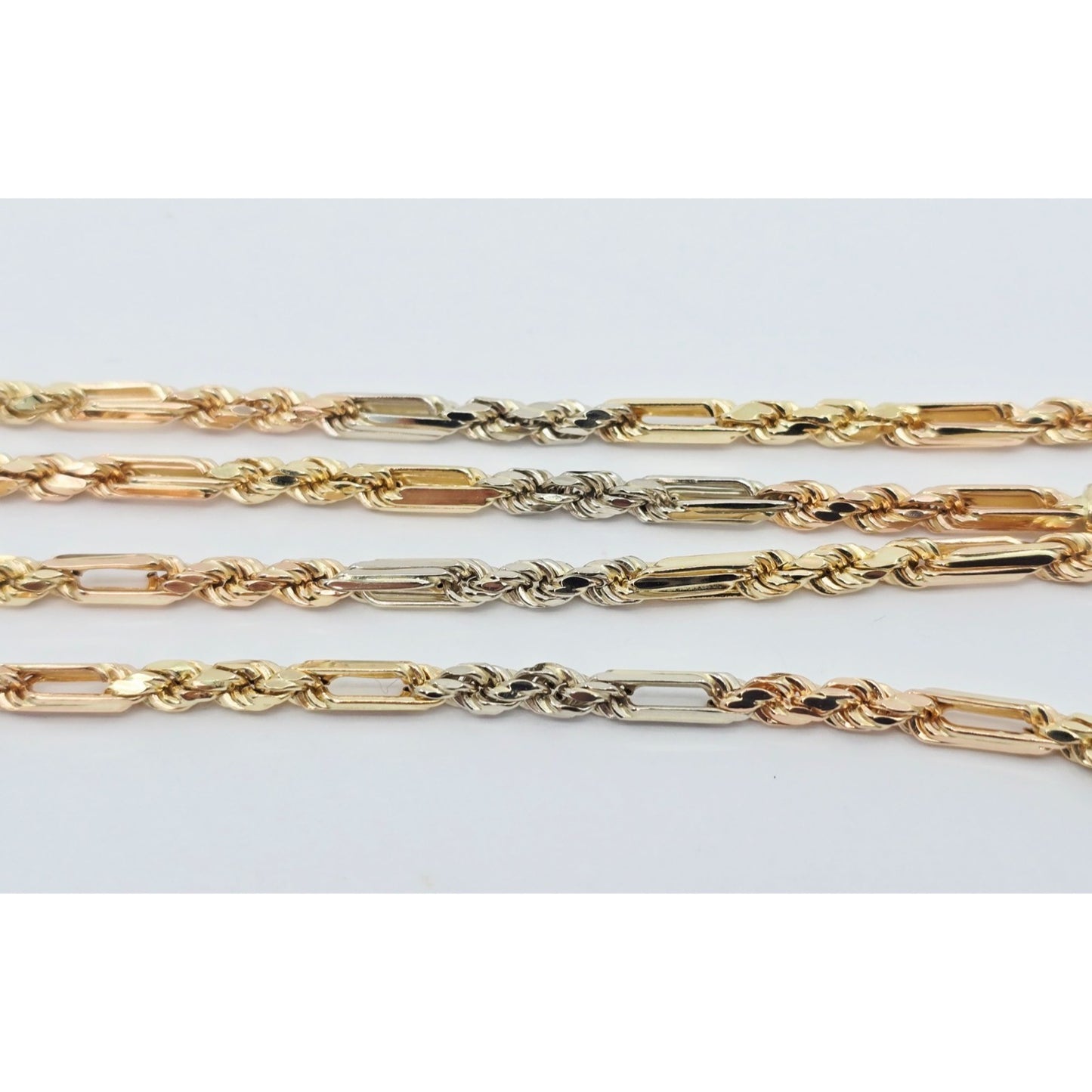 14K Tri Tone Gold Milano Rope Chain Necklace