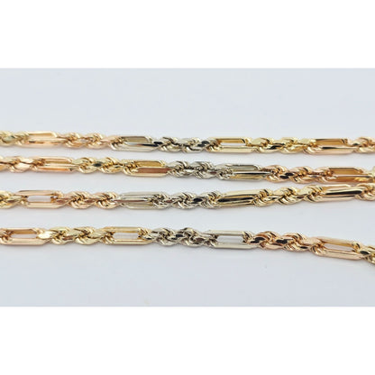 14K Tri Tone Gold Milano Rope Chain Necklace