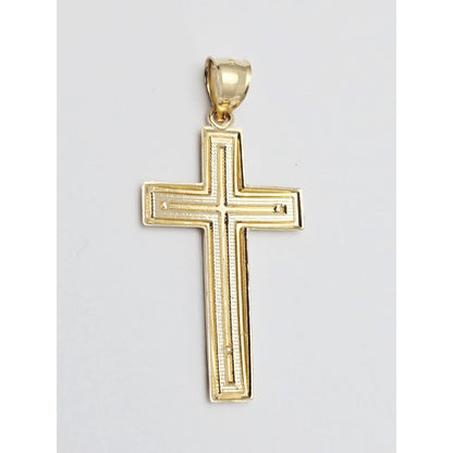 14K Yellow Gold Diamond Cut Cross Pendant Charm