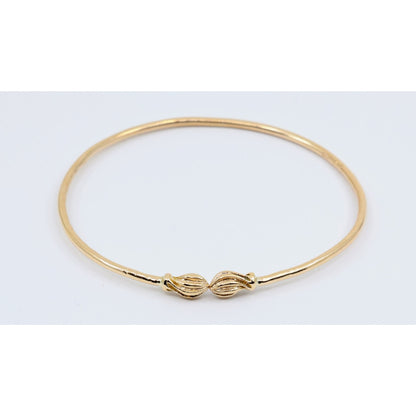 14K Yellow Gold Resizable Bangle Cuff Bracelet