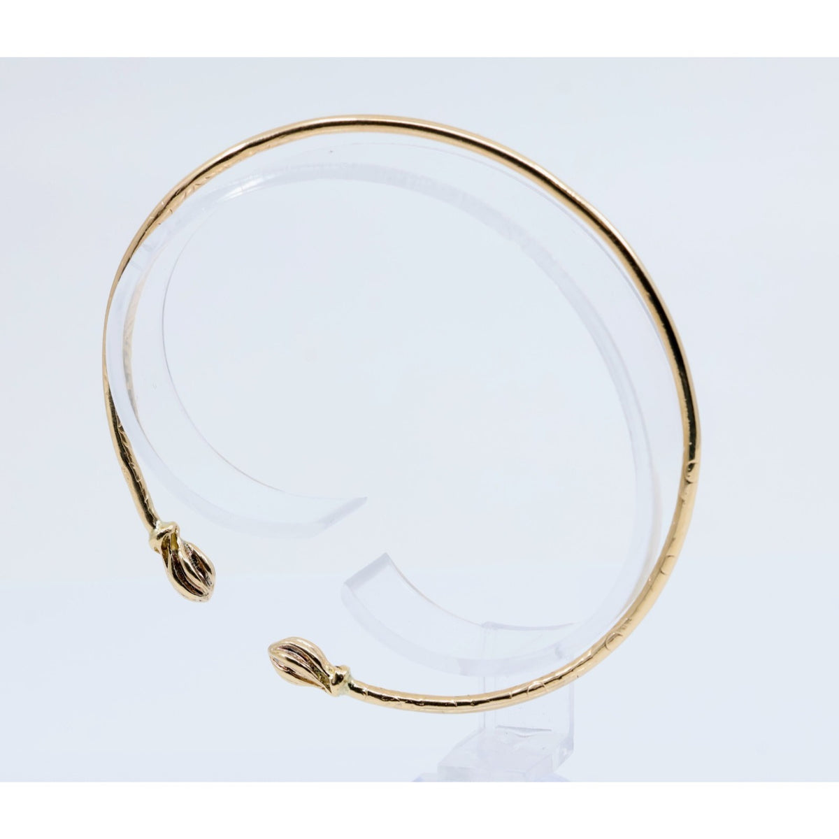14K Yellow Gold Resizable Bangle Cuff Bracelet