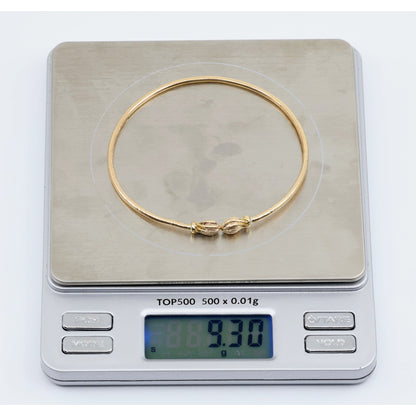 14K Yellow Gold Resizable Bangle Cuff Bracelet