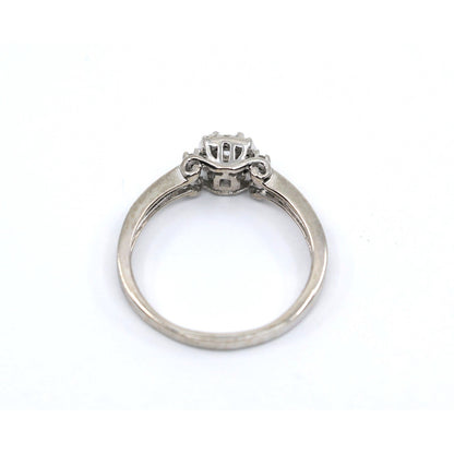 14K White Gold Round Diamond Halo Pave Engagement Ring