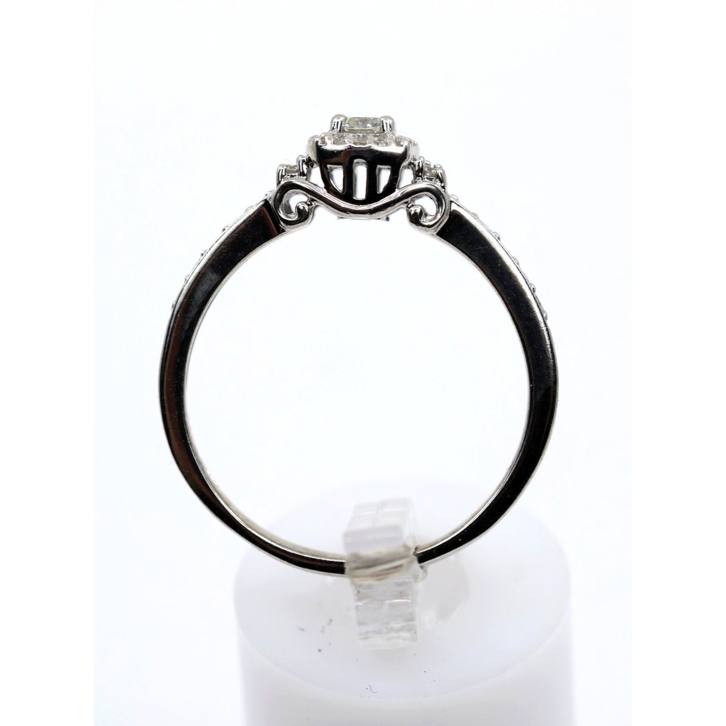 14K White Gold Round Diamond Halo Pave Engagement Ring