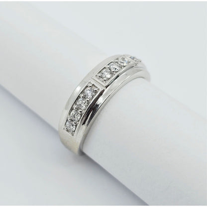 14K White Gold Diamond Wedding Band Ring