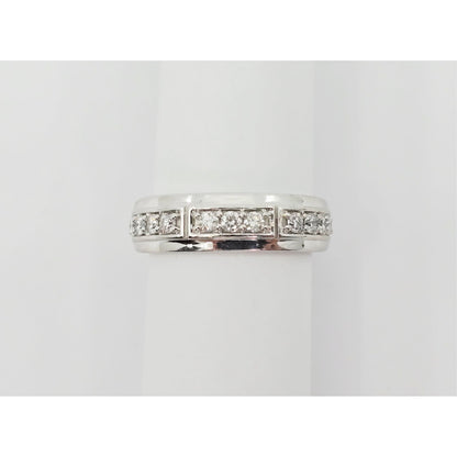 14K White Gold Diamond Wedding Band Ring