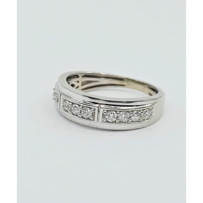14K White Gold Diamond Wedding Band Ring