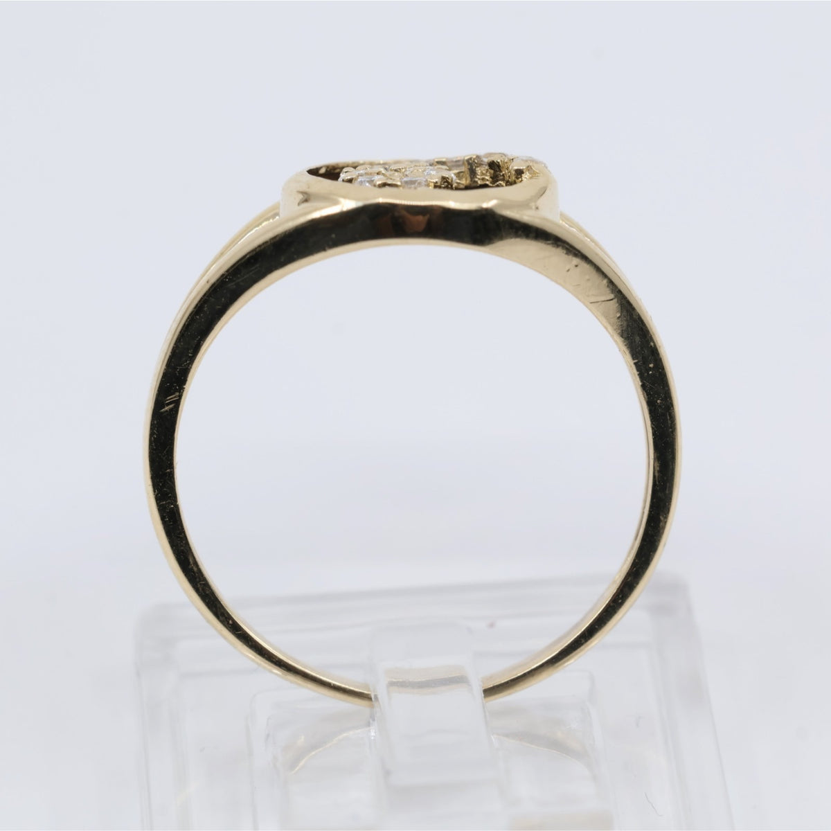 14K Yellow Gold Black Onyx & CZ Spiral Design Ring