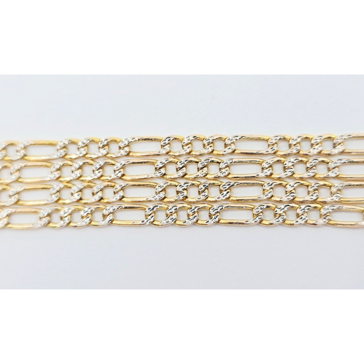 10K Two Tone Gold Diamond Cut Figaro Link Chain Necklace