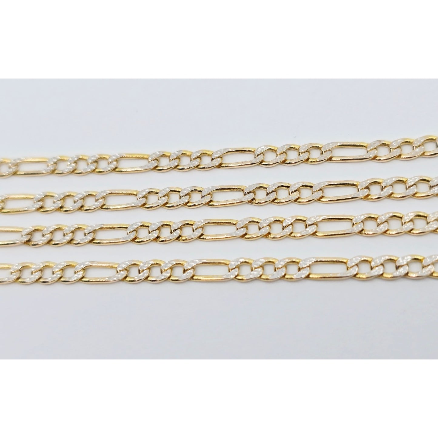 10K Two Tone Gold Diamond Cut Figaro Link Chain Necklace