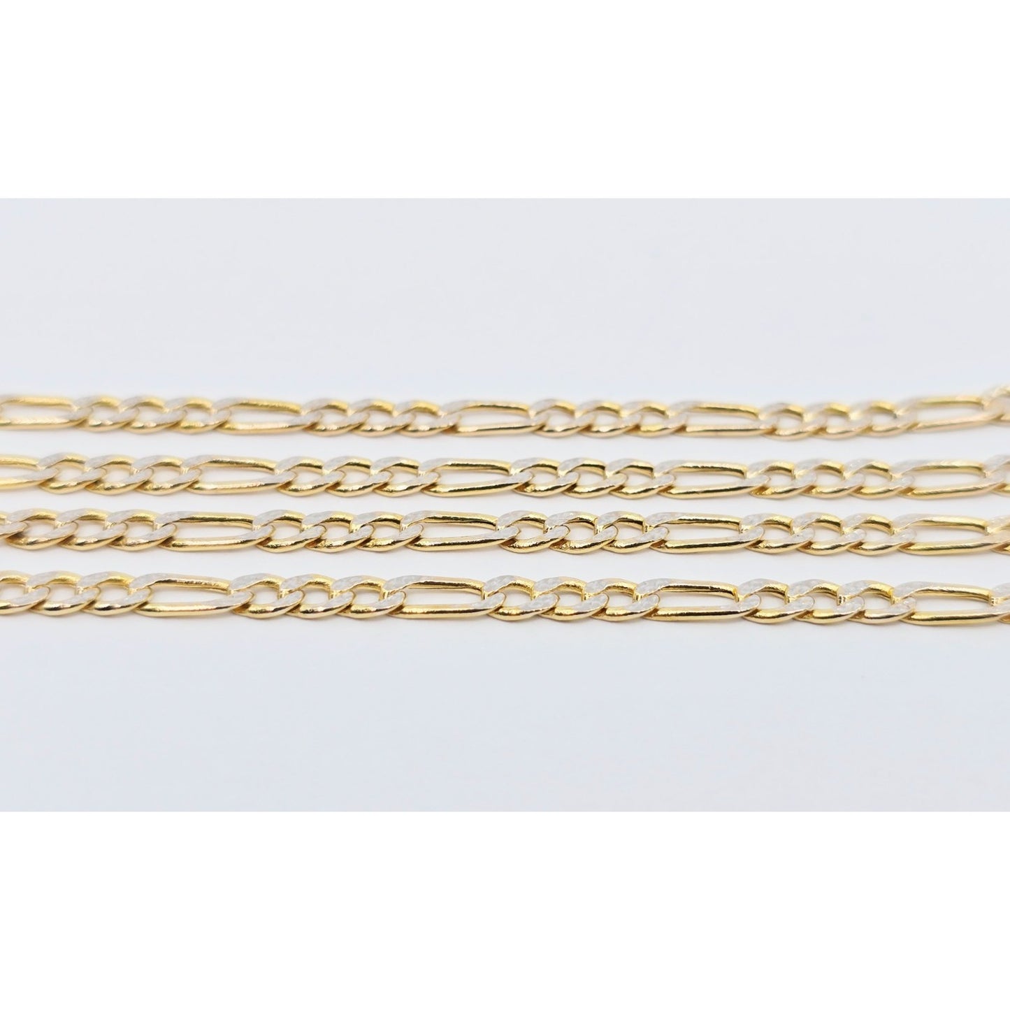 10K Two Tone Gold Diamond Cut Figaro Link Chain Necklace