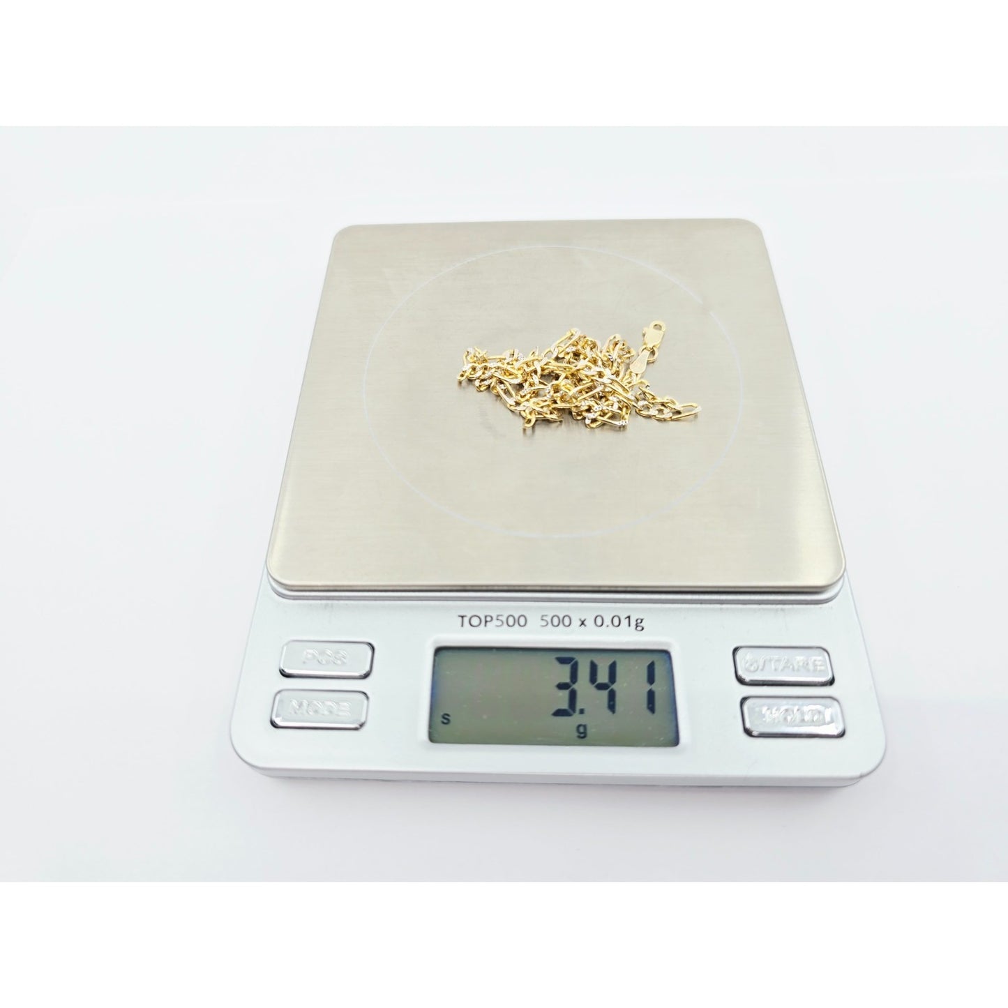 10K Two Tone Gold Diamond Cut Figaro Link Chain Necklace