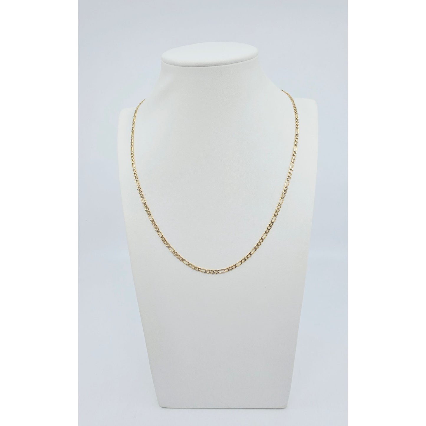 10K Two Tone Gold Diamond Cut Figaro Link Chain Necklace