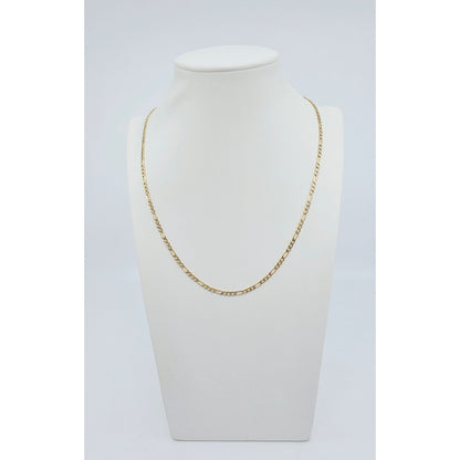 10K Two Tone Gold Diamond Cut Figaro Link Chain Necklace