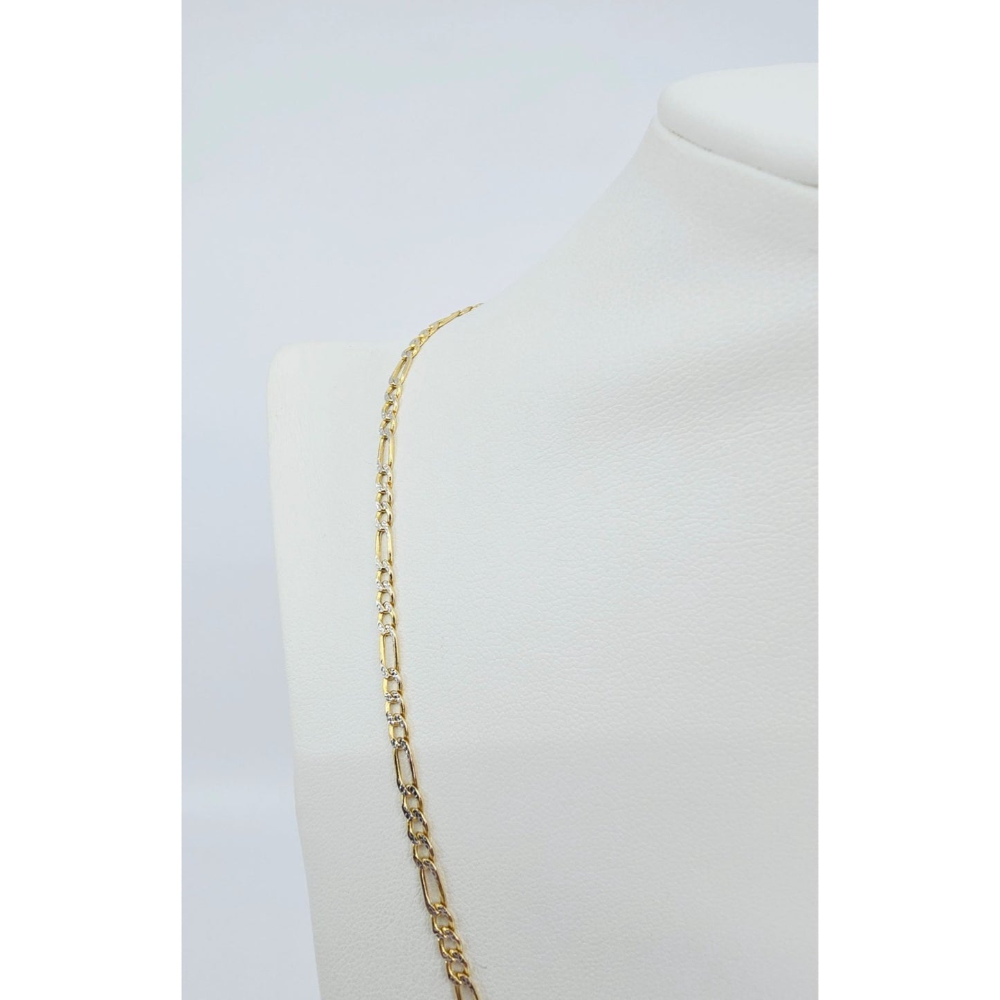 10K Two Tone Gold Diamond Cut Figaro Link Chain Necklace