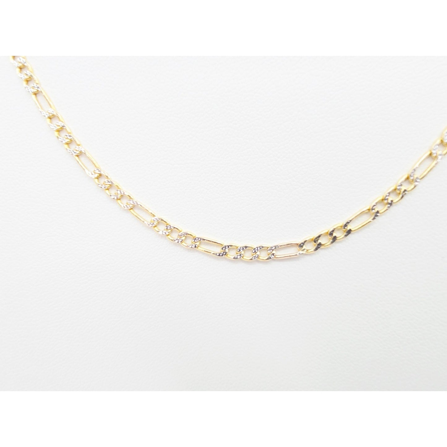 10K Two Tone Gold Diamond Cut Figaro Link Chain Necklace
