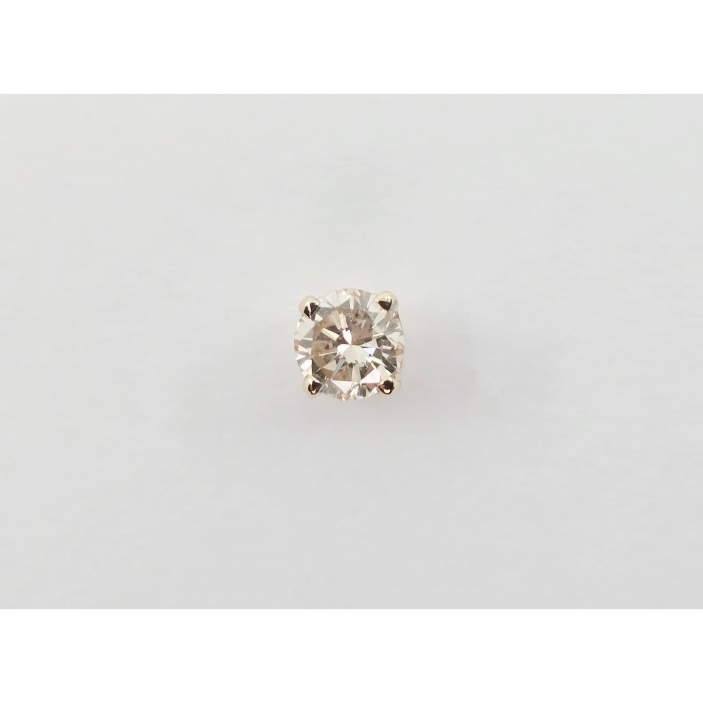 Single 14K Yellow Gold Round Cut Diamond Stud Earring