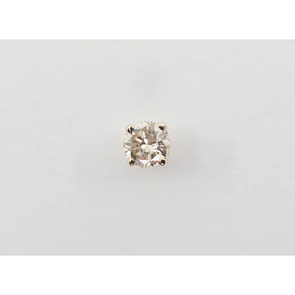 Single 14K Yellow Gold Round Cut Diamond Stud Earring