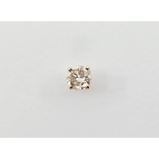 Single 14K Yellow Gold Round Cut Diamond Stud Earring