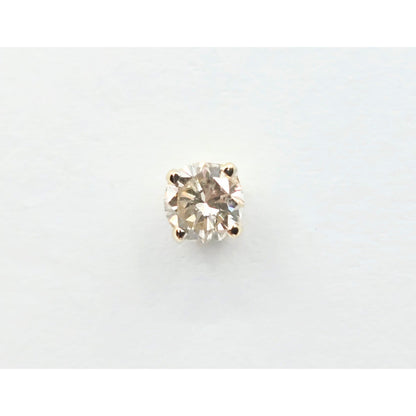 Single 14K Yellow Gold Round Cut Diamond Stud Earring