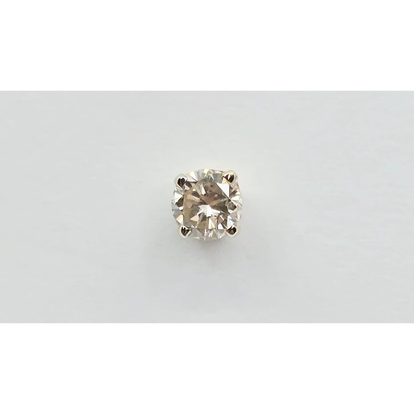 Single 14K Yellow Gold Round Cut Diamond Stud Earring