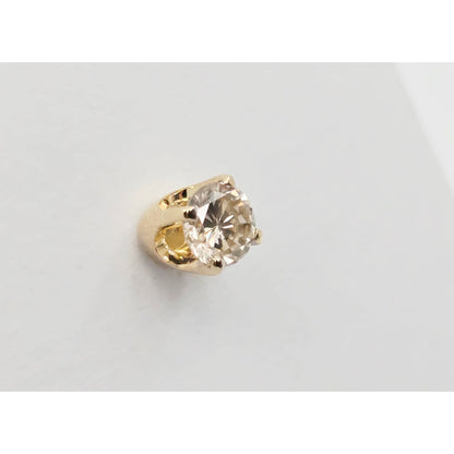 Single 14K Yellow Gold Round Cut Diamond Stud Earring