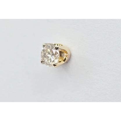 Single 14K Yellow Gold Round Cut Diamond Stud Earring
