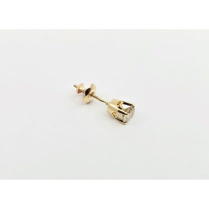 Single 14K Yellow Gold Round Cut Diamond Stud Earring