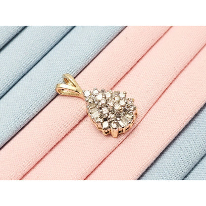 10K Two Tone Gold Teardrop White Diamond Charm Pendant