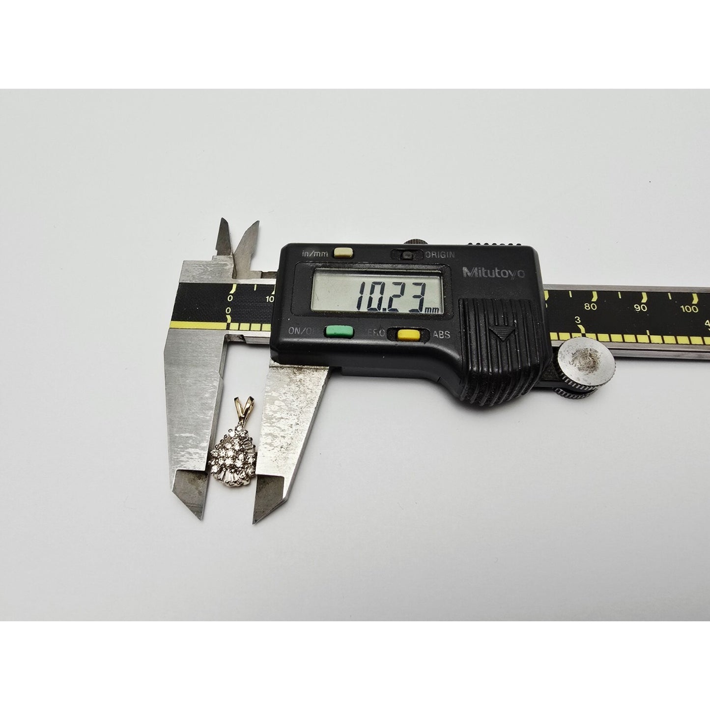 10K Two Tone Gold Teardrop White Diamond Charm Pendant