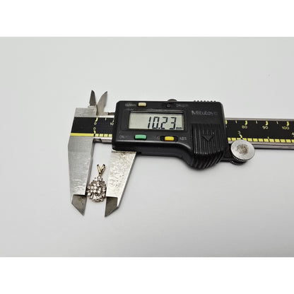 10K Two Tone Gold Teardrop White Diamond Charm Pendant