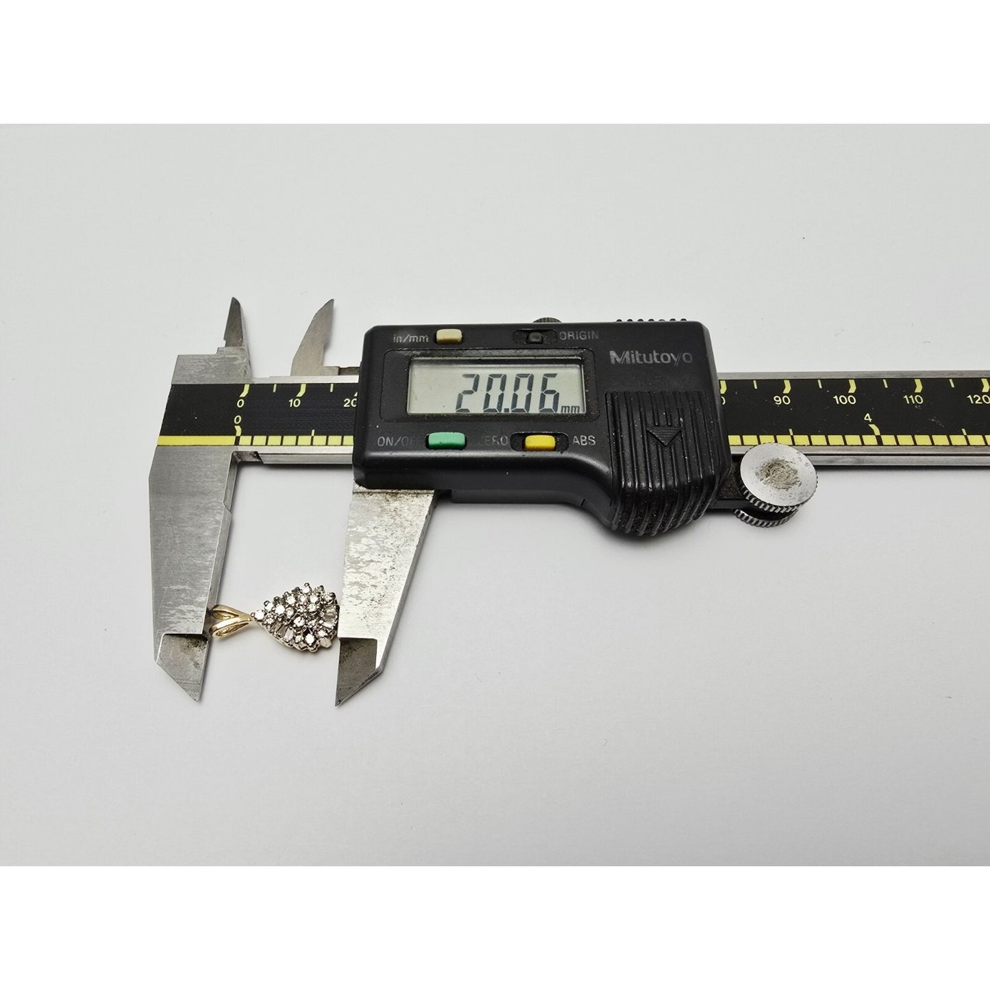 10K Two Tone Gold Teardrop White Diamond Charm Pendant