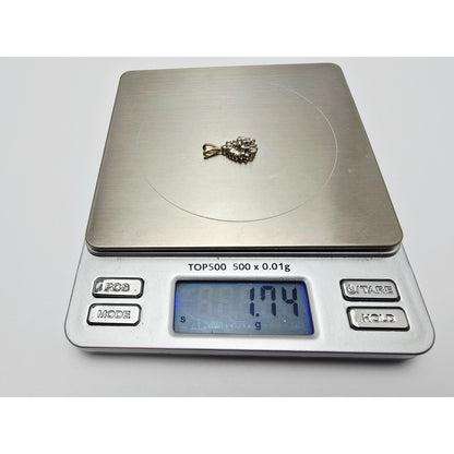 10K Two Tone Gold Teardrop White Diamond Charm Pendant