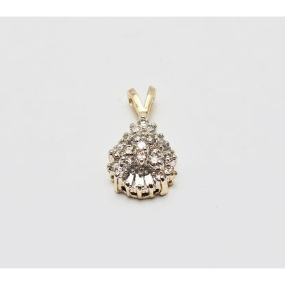 10K Two Tone Gold Teardrop White Diamond Charm Pendant