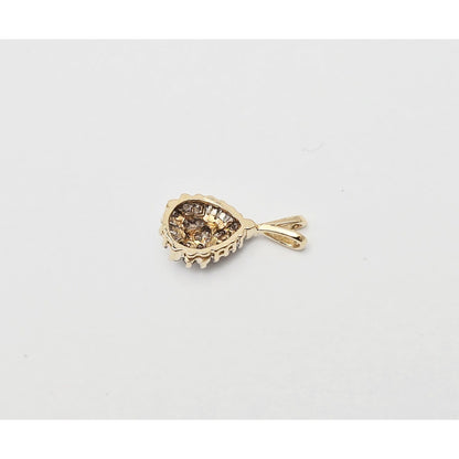 10K Two Tone Gold Teardrop White Diamond Charm Pendant