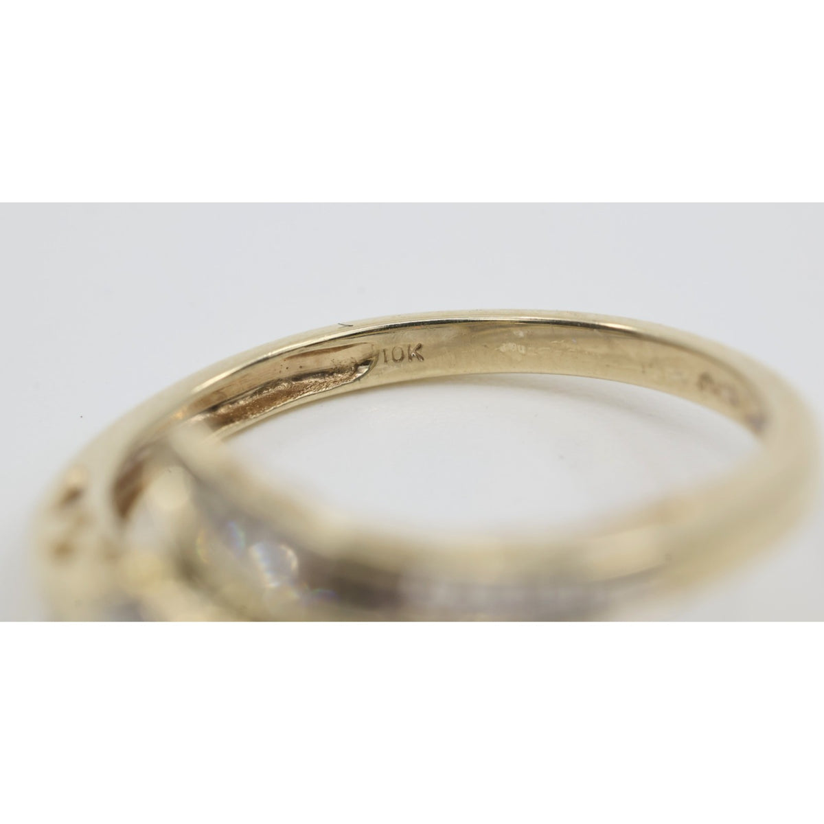 10K Yellow Gold Round & Baguette Cut Diamond Bypass Ring