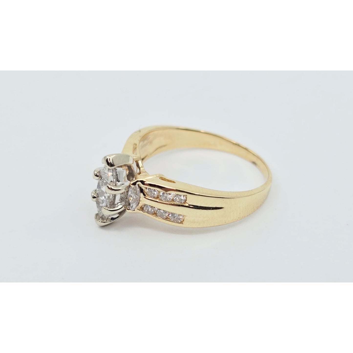 14K Yellow Gold Princess, Trillion & Marquise Engagement Ring